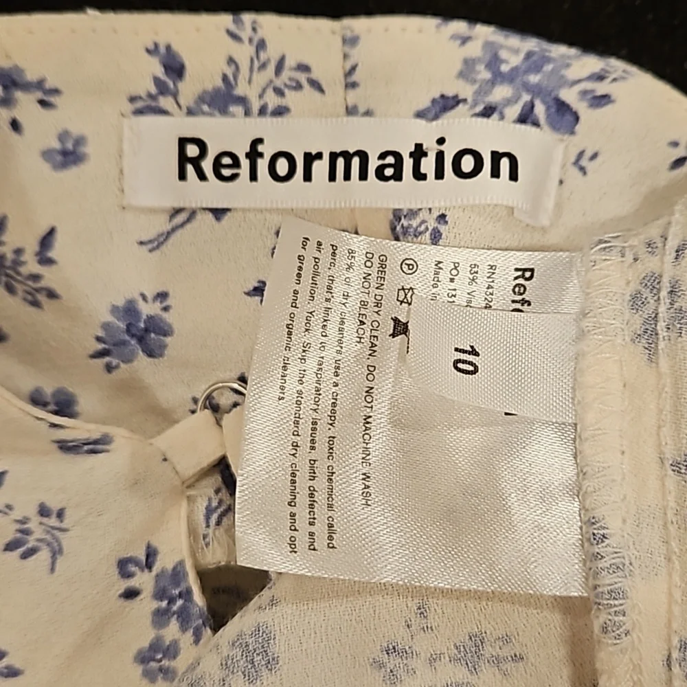 💕REFORMATION💕 Crimini Dress ~ Grace Blue & White Floral Print 10 NWOT - Picture 15 of 16